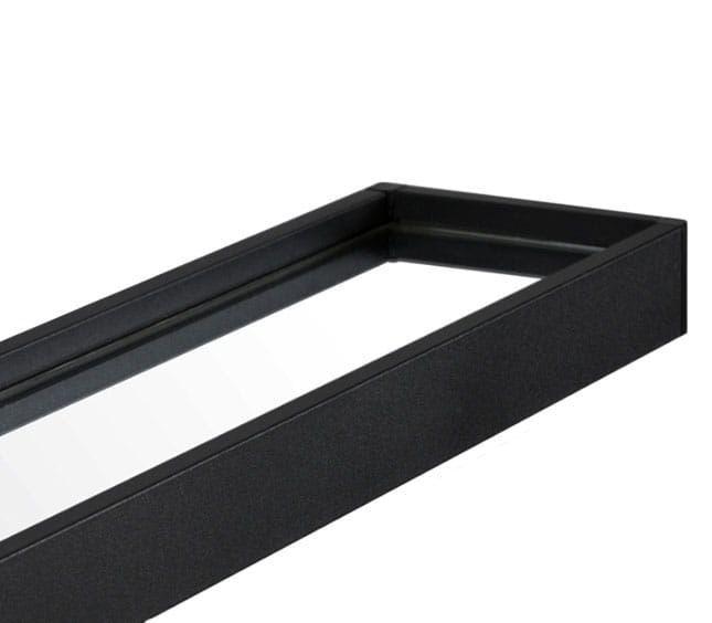 Lustro ścienne okrągłe 60 cm czarna rama z półka loft z uchwytem zdjęcie 2