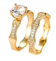 Złote OBRĄCZKI PARA ŚLUBNE STAL POZŁACANE r.17/19