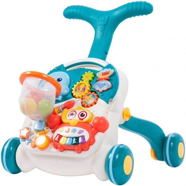 Chodzik Pchacz Stolik Edukacyjny Panel Koszyk 5W1 - Niebieski zdjęcie 8