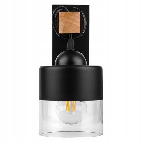 Kinkiet Czarny Lampa Ścienna Nowoczesna Loft Drewniana E27 LEDLUX 60W na Arena.pl