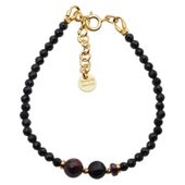 Bransoletka - Turmalin czarny, Granat i srebro złocone