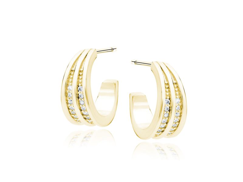 POZŁACANE SREBRNE KOLCZYKI OTWARTE KÓŁKA LISTKI zdjęcie 1