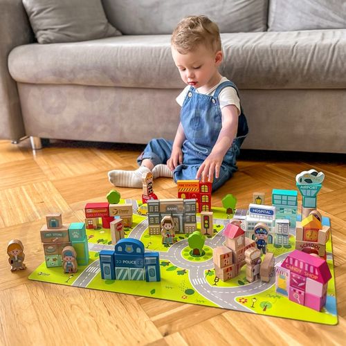 CLASSIC WORLD Drewniane Klocki Zbuduj Miasto 120 elementów na Arena.pl