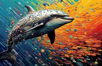 Plakat 91,5x60cm Delfin w Palecie Barw