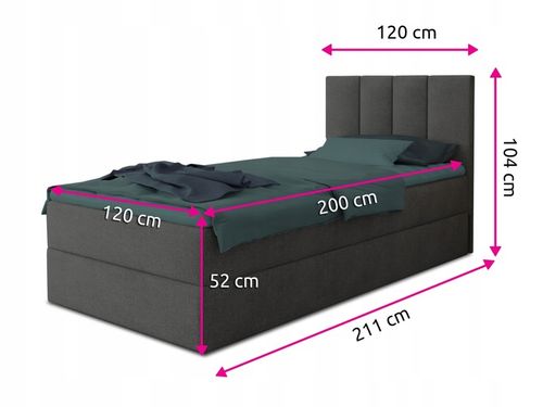 Kontynentalne łóżko, pojemnik i materac + topper, bonell, STAR MINI 120 na Arena.pl