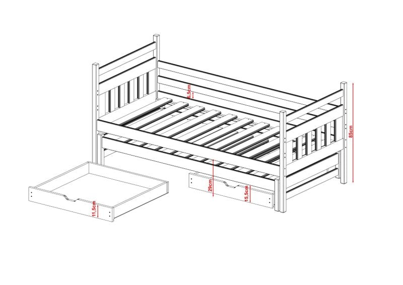 ŁÓŻKO PIĘTROWE DANIEL 90X190 WYSUWANE zdjęcie 2