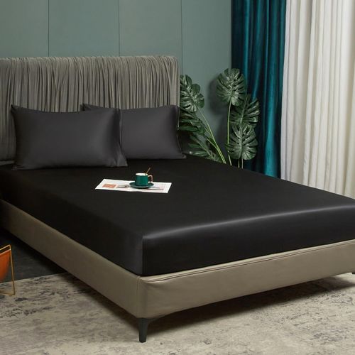 Prześcieradło z Gumką 180x200 Czarne Gładkie Bambusowe Oddychające Miękkie na Arena.pl