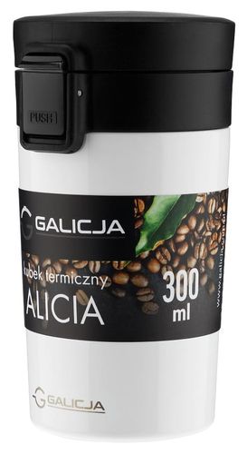 Kubek termiczny bidon ALICIA stal nierdzewna 300 ml kolor biały połysk na Arena.pl