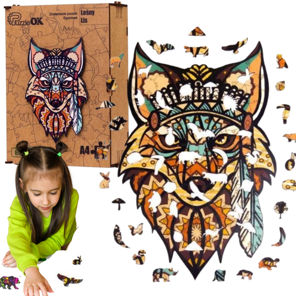 Puzzle Edukacyjne Drewniane Eco Leśny Lis A4 Dla Dzieci Puza4-00708 zdjęcie 1