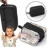 Duża pojemność Piórnik Szkolny Duży i Pojemny Komorowy Czarny 2024 NOWY