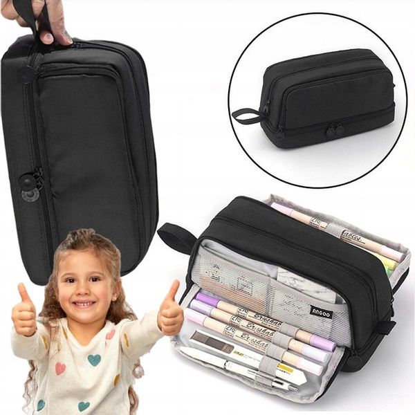 Duża pojemność Piórnik Szkolny Duży i Pojemny Komorowy Czarny 2024 NOWY zdjęcie 1