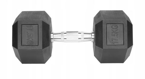 Hantle stałe 1x17,5kg żeliwne gumowane 17,5kg HEX do treningu SOLIDNE na Arena.pl