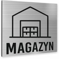 Tabliczka MAGAZYN SREBRNA nierdzewna PIKTOGRAM ALUMINIUM DOWOLNY TEKST