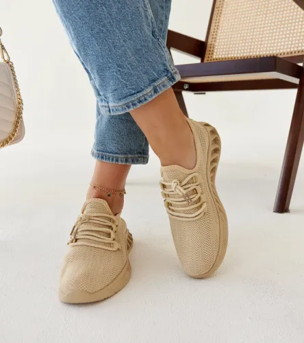 Beżowe materiałowe sneakersy Weekley 36 na Arena.pl