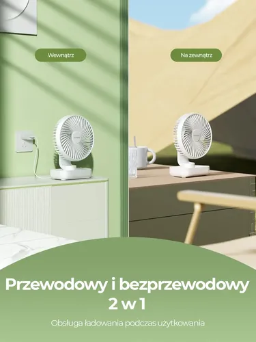 Wentylator stołowy Ocoopa D606Y white akumulator USB oscylator na Arena.pl