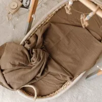 Otulacz Muślinowy | Kocyk 120x120 cm  Ciemny Beżowy A'la Len