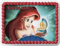 PROSTOKĄTNY OPŁATEK NA TORT A4 20x29CM - SYRENKA ARIELKA + IMIĘ