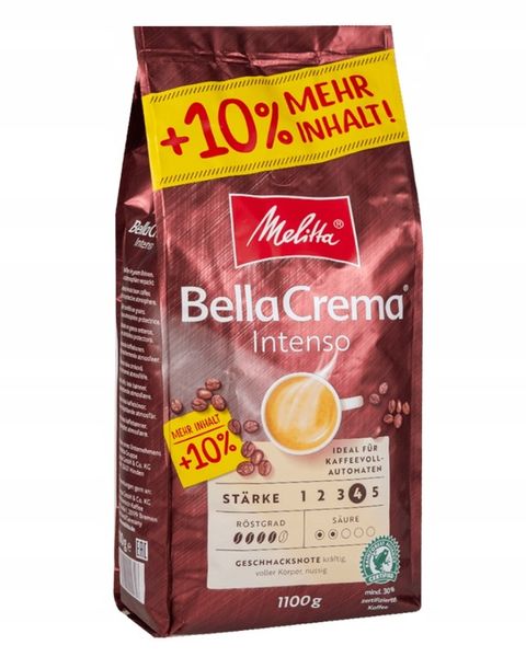 Kawa ziarnista MELITTA BELLACREMA INTENSO 1,1 kg | intensywna Arabica 80% zdjęcie 1