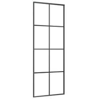 Drzwi przesuwne, aluminium i szkło ESG, 76x205 cm, czarne