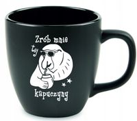 B.DUŻY KUBEK CZARNY MATOWY Z WŁASNYM NADRUKIEM DO KAWY NA PREZENT GRAWER