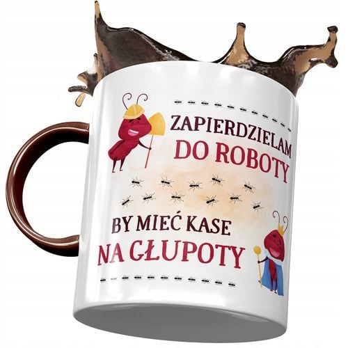 Kubek Bordowy Śmieszny Zapierdzielam Do Roboty Z Nadrukiem Ze Zdjęciem na Arena.pl