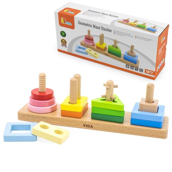 VIGA Drewniany Geometryczny Sorter Labirynt zdjęcie 6