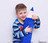 Kredka minky zagłówek zabawka ochraniacz poduszka niebieska