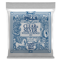 Struny do gitary klasycznej Ernie Ball 2403 Srebrne Przeźroczyste 28-42