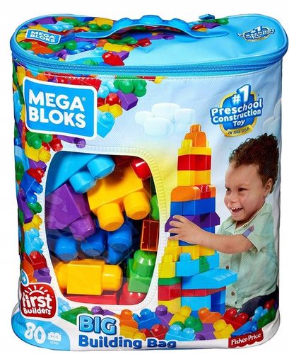 MEGA BLOKS KLOCKI 80 elementów ,duże klocki w torbie DCH63 dla dzieci +12m na Arena.pl