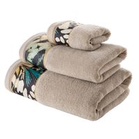 Ręcznik kąpielowy bawełniany z ozdobną bordiurą Eva Minge2 70X140 beżowy