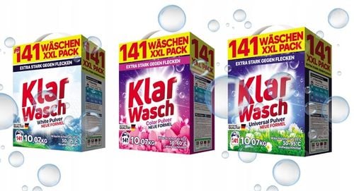 PROSZEK DO PRANIA BIAŁEGO KLAR WASCH WHITE 10KG OPAKOWANIE XXL 141 PRAŃ na Arena.pl