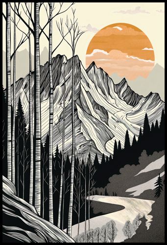 Plakat 67,5x100cm Drzeworys Górski na Arena.pl