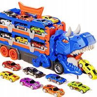 DINOZAUR TRANSPORTER TOR WYŚCIGOWY DUŻY ZESTAW W WALIZCE TOR + 6 AUTEK
