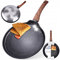 PATELNIA DO NALEŚNIKÓW GRANITOWA 24 CM PŁASKA NON STICK NA INDUKCJĘ GAZ