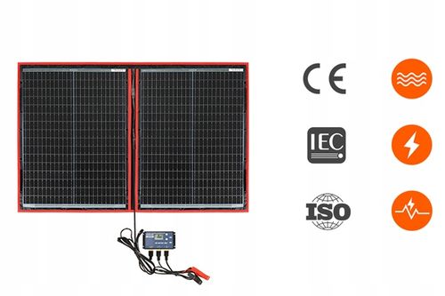 Przenośny panel słoneczny Dokio solarny 110W 18V kontroler 12V akumulator na Arena.pl