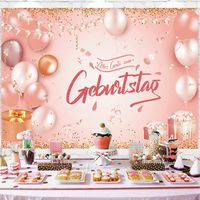 Tło urodzinowe Natooz Różowe Złoto 210x150cm Baner na Urodziny