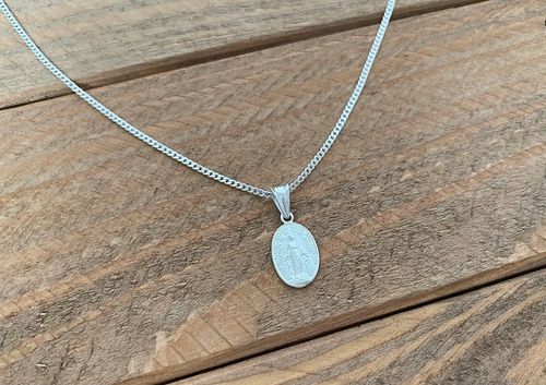 Srebrny łańcuszek 50 cm medalik Cudowny Matka Boska prezent komunia chrzest na Arena.pl