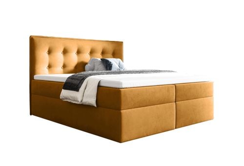 Stylowe łóżko kontynentalne z pojemnikiem na pościel do sypialni FOCUS miodowe 160x200 na Arena.pl