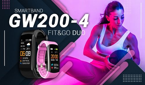 Smartband Giewont Fit&GO Duo GW200-4 - Black + Pasek Think Pink na Arena.pl