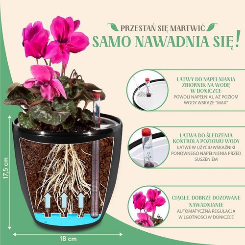 Donice z systemem nawadniania czarne 3 szt na Arena.pl