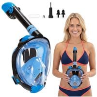 Maska z rurką do nurkowania, snorkelingu L/XL pełnotwarzowa, AntiFog, uchwyt na kamerę