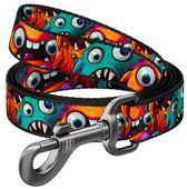 Lekka i wytrzymała smycz dla psa - WauDog M 20mm/200cm wzór ZĘBATE POTWORY