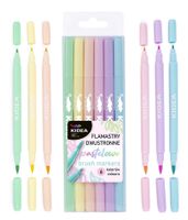 flamastry dwustronne pastelowe brush 6 kolorów kidea