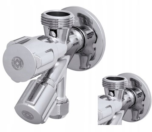 ZAWÓR KĄTOWY KOMBINOWANY 1/2x3/4x3/8 PODWÓJNY KUCHNIA ŁAZIENKA PRALKA na Arena.pl