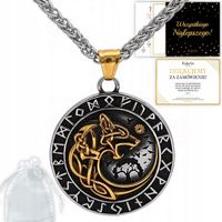 NASZYJNIK VEGVISIR MEDALION NORDYCKI KOMPAS WIKINGÓW ŁAŃCUSZEK MĘSKI STAL