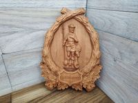 Obraz płaskorzeźba z drewna Św. Hubert prezent dla myśliwego łowczego 80 cm