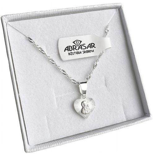 Srebrny łańcuszek 45 cm medalik serce Boska Częstochowska Komunia i Chrzest na Arena.pl