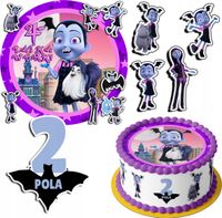 ZESTAW OPŁATEK NA TORT 30CM + 17 POSTACI - VAMPIRINA + IMIĘ 24CM 26CM