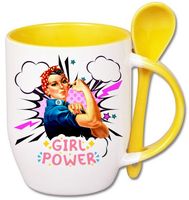 KUBEK Z ŁYŻECZKĄ PREZENT DZIEŃ KOBIET DLA KOLEŻANKI DZIEWCZYNY MAMY WZORY