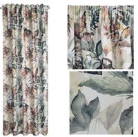 BIAŁA ZASŁONA KOLOROWE LIŚCIE NA TAŚMIE 140X270